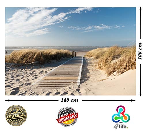 PMP 4life. XXL Poster Nordsee Strand Langeoog | 140x100cm | hochauflösendes Wand-Bild, Natur Poster extra groß, XL Fotoposter | Wand-deko Bild Meer Küste Düne Landschaft