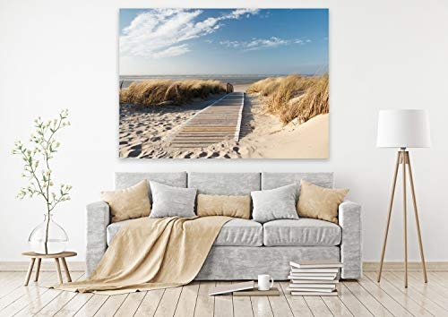 PMP 4life. XXL Poster Nordsee Strand Langeoog | 140x100cm | hochauflösendes Wand-Bild, Natur Poster extra groß, XL Fotoposter | Wand-deko Bild Meer Küste Düne Landschaft