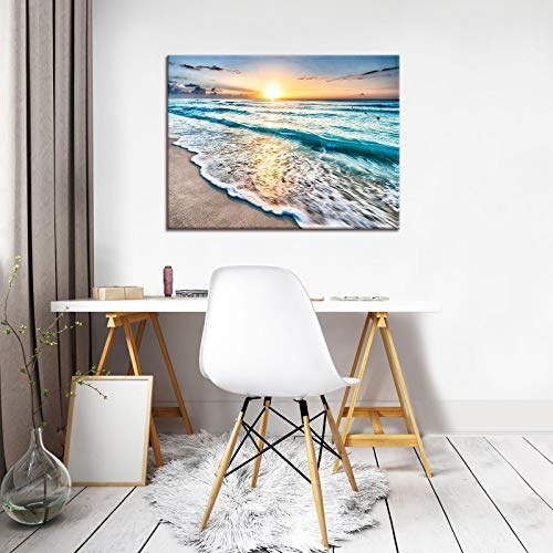 ForWall Bilder Canvas Strand Sonnenuntergang - O1 (100cm. x 75cm.) Leinwandbilder Wandbild AMFPP11040O1
