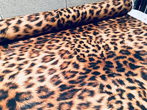 LushFabric Leopard Animal Print Stoff Panther Fell Baumwolle Material - Animal Druck Leinwand für Polstermöbel, Vorhängen, Kleid (Weinlaub Extra Breit, Meterware)