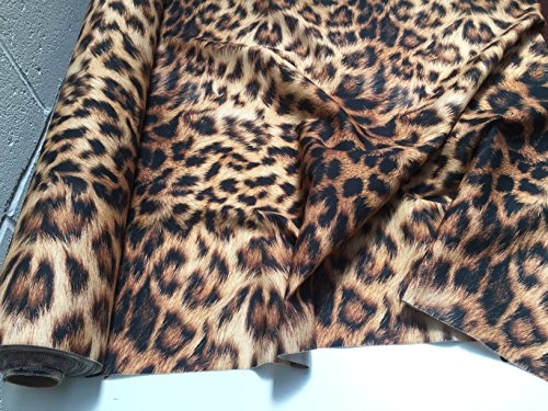 LushFabric Leopard Animal Print Stoff Panther Fell Baumwolle Material - Animal Druck Leinwand für Polstermöbel, Vorhängen, Kleid (Weinlaub Extra Breit, Meterware)