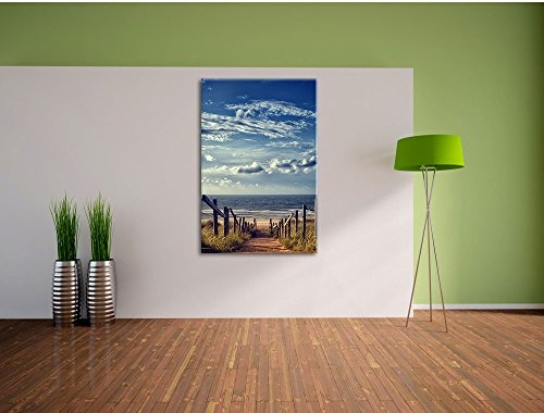 Weg zum Strand am Meer, Format: 120x80 auf Leinwand, XXL riesige Bilder fertig gerahmt mit Keilrahmen, Kunstdruck auf Wandbild mit Rahmen, günstiger als Gemälde oder Ölbild, kein Poster oder Plakat