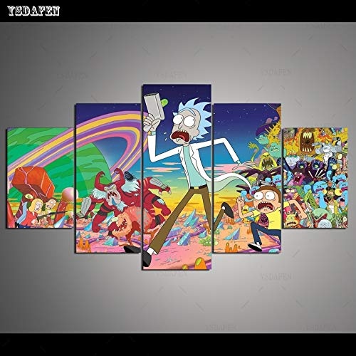 CANPIC HD 5 Panel Canvas Art Rich and Morty Painting...