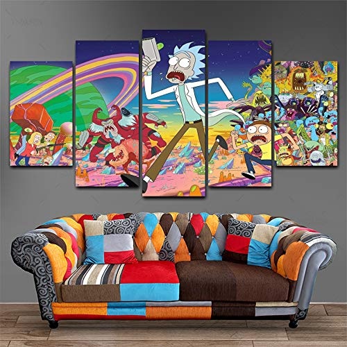 CANPIC HD 5 Panel Canvas Art Rich and Morty Painting...