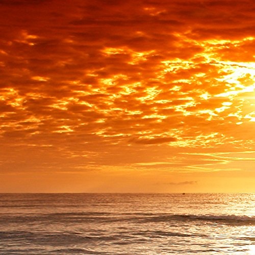 decomonkey Bilder Meer Strand 200x80 cm XXL 5 teilig Leinwandbilder Bild auf Leinwand Vlies Wandbild Kunstdruck Wanddeko Wand Wohnzimmer Wanddekoration Deko Sonne Sonnenuntergang See Himmel
