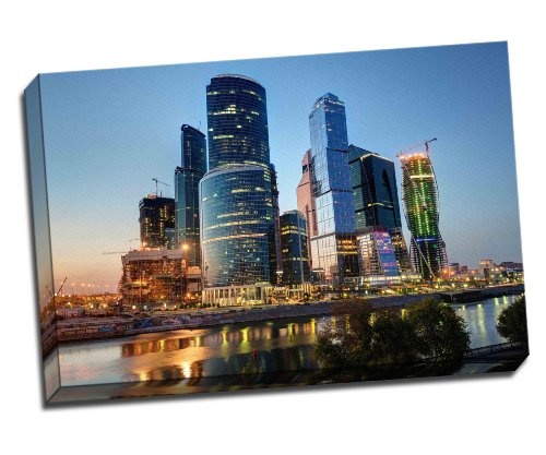 Moskau City bei Nacht Kunstdruck auf Leinwand poster 76,2 x 50,8 cm Zoll