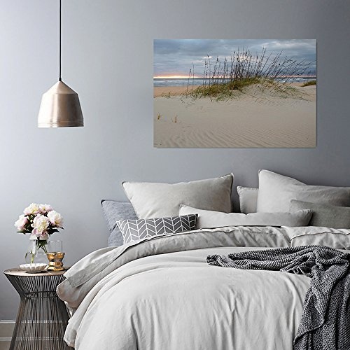 Feeby Frames. Wandbild - 1 Teilig - 80x120 cm, Leinwand Bild Leinwandbilder Bilder Wandbilder Kunstdruck, STRAND, DÜNEN, SAND, MEER, WASSER, GRAS, BRAUN, GRÜN