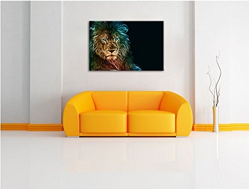 Dark Löwe, Natur, Afrika 100x70cm Bild auf Leinwand, XXL riesige Bilder fertig gerahmt mit Keilrahmen. Kunstdruck auf Wandbild mit Rahmen. Günstiger als Gemälde oder Ölbild, kein Poster oder Plakat