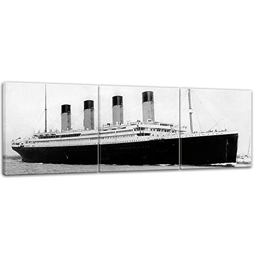 Wandbild Titanic - 120x40cm Panorama mehrteilig quer - Leinwandbild Kunstdruck Bild auf Leinwand Gemälde - Berühmtheiten & Zeitgeschichte