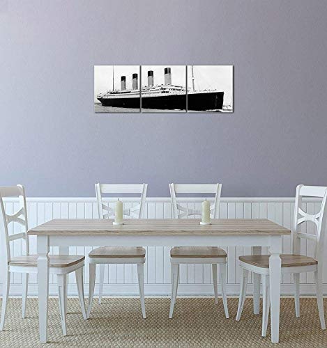 Wandbild Titanic - 120x40cm Panorama mehrteilig quer - Leinwandbild Kunstdruck Bild auf Leinwand Gemälde - Berühmtheiten & Zeitgeschichte