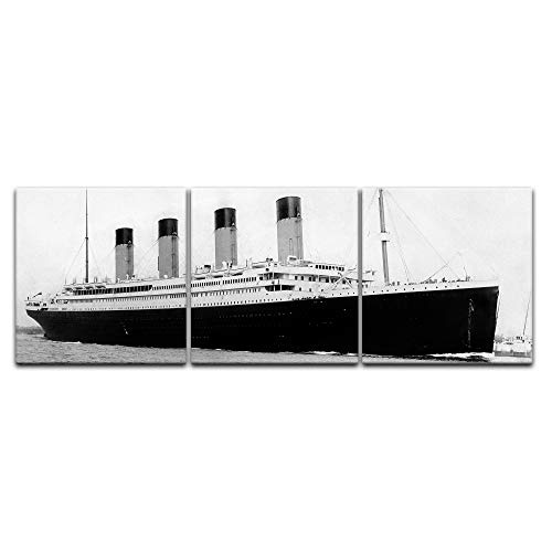 Wandbild Titanic - 120x40cm Panorama mehrteilig quer - Leinwandbild Kunstdruck Bild auf Leinwand Gemälde - Berühmtheiten & Zeitgeschichte