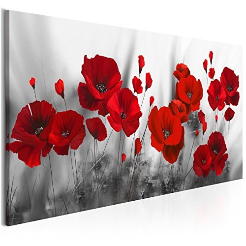 decomonkey Bilder Blumen Mohnblumen rot 100x45 cm 1...