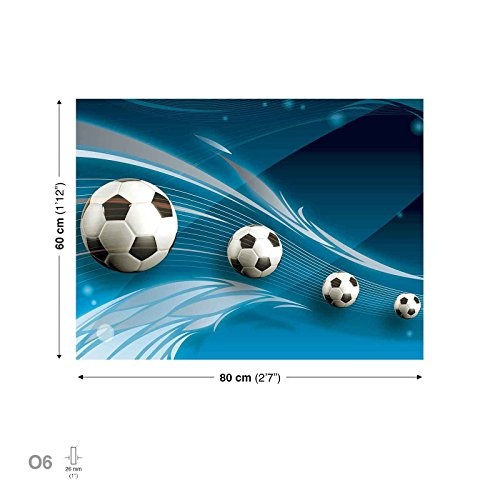 TapetoKids Leinwandbild Fussball in Bewegung blau - L - 80 x 60 cm - Komplettpaket! - fertig gerahmt und inklusive Aufhängung - hochwertige 230g/m² Leinwand auf Keilrahmen - kinderleichte Anbringung