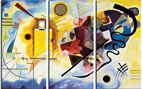 1art1 83285 Wassily Kandinsky - Gelb Rot Blau, 1925, 3-Teilig Leinwandbild Auf Keilrahmen 180 x 120 cm