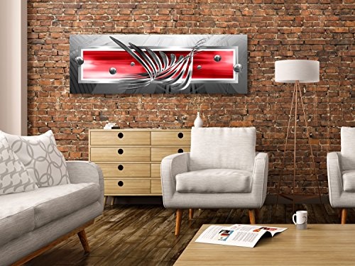 murando - Bilder Abstrakt 150x50 cm Vlies Leinwandbild 1 TLG Kunstdruck modern Wandbilder XXL Wanddekoration Design Wand Bild - grau rot a-A-0344-b-c