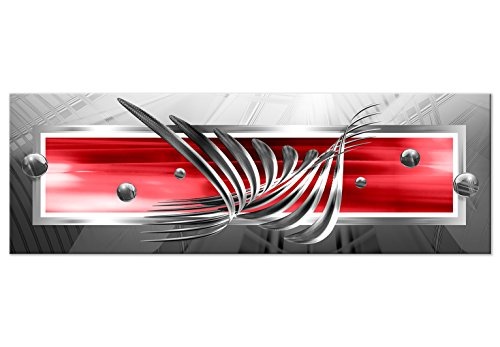 murando - Bilder Abstrakt 150x50 cm Vlies Leinwandbild 1 TLG Kunstdruck modern Wandbilder XXL Wanddekoration Design Wand Bild - grau rot a-A-0344-b-c