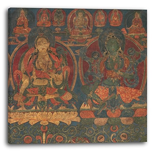 Printed Paintings Leinwand (60x60cm): 1450-1500 - Weiße Tara und grüne Tara