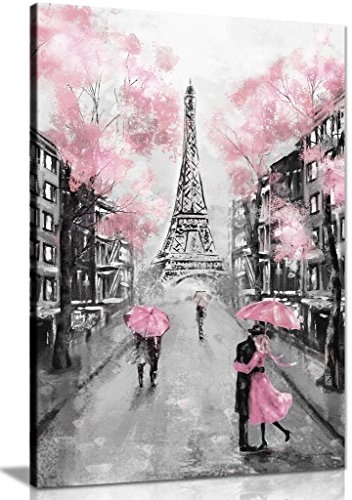 Leinwandbild, Motiv Paris, Pink/Schwarz / Weiß, Schwarz, A1 76x51 cm (30x20in)