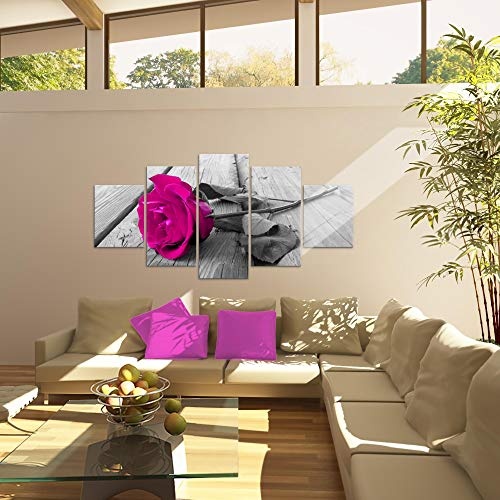 Bild 200 x 100 cm - Rose Bilder- Vlies Leinwand - Deko für Wohnzimmer -Wandbild - XXL 5 Teilig Teile - leichtes Aufhängen- 800651a