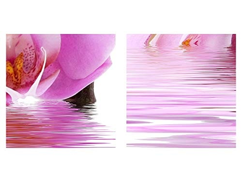 Bilder Blumen Orchidee Wandbild 150 x 75 cm Vlies - Leinwand Bild XXL Format Wandbilder Wohnzimmer Wohnung Deko Kunstdrucke Pink 5 Teilig - MADE IN GERMANY - Fertig zum Aufhängen 200653a