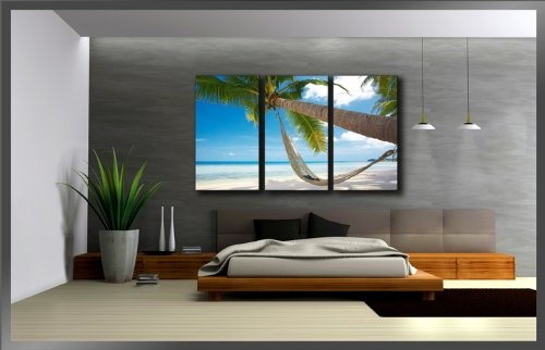 Visario Leinwandbilder 1039 Bild auf Leinwand Strand, 160 x 90 cm, 3 Teile