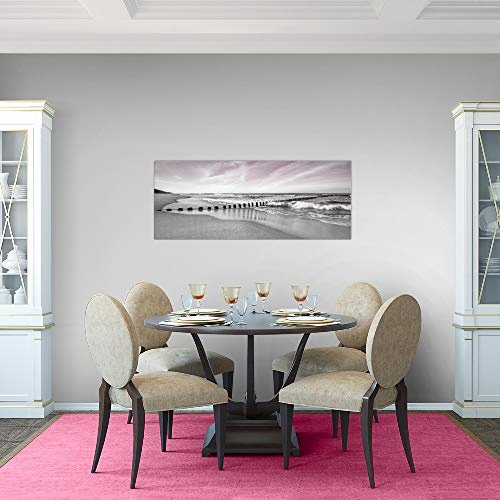 Bilder Strand Meer Wandbild 100 x 40 cm Vlies - Leinwand Bild XXL Format Wandbilder Wohnzimmer Wohnung Deko Kunstdrucke Pink 1 Teilig - MADE IN GERMANY - Fertig zum Aufhängen 025212b