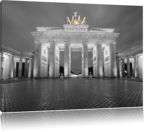schönes Brandenburger Tor schwarz/weiß Format: 120x80 auf Leinwand, XXL riesige Bilder fertig gerahmt mit Keilrahmen, Kunstdruck auf Wandbild mit Rahmen, günstiger als Gemälde oder Ölbild, kein Poster oder Plakat