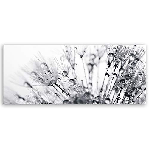 ge Bildet® hochwertiges Leinwandbild XXL Panorama - another world - schwarz weiß - Blumen Natur Pusteblume - 120 x 50 cm einteilig 1056
