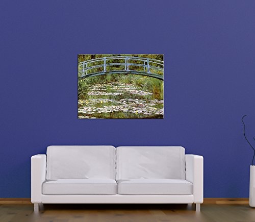 Keilrahmenbild Claude Monet Die japanische Brücke - 120x90cm quer - Alte Meister Berühmte Gemälde Leinwandbild Kunstdruck Bild auf Leinwand