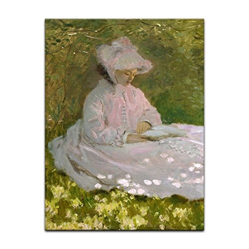 Keilrahmenbild Claude Monet Die Lesende - 90x120cm hochkant - Alte Meister Berühmte Gemälde Leinwandbild Kunstdruck Bild auf Leinwand