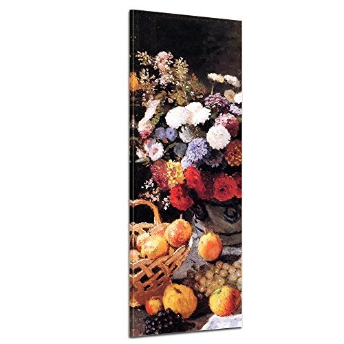 Keilrahmenbild Claude Monet Blumen und Früchte - 40x120cm hochkant - Alte Meister Berühmte Gemälde Leinwandbild Kunstdruck Bild auf Leinwand