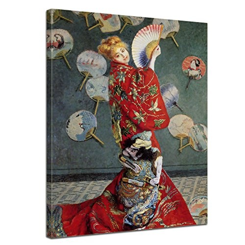 Keilrahmenbild Claude Monet La Japonaise (Camille im japanischen Kostüm) - 120x90_HKcm Leinwandbild Alte Meister Gemälde Kunstdruck Bild auf Leinwand