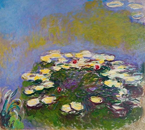 kunst für alle Leinwandbild: Claude Monet Seerosen - hochwertiger Druck, Leinwand auf Keilrahmen, Bild fertig zum Aufhängen, 90x80 cm