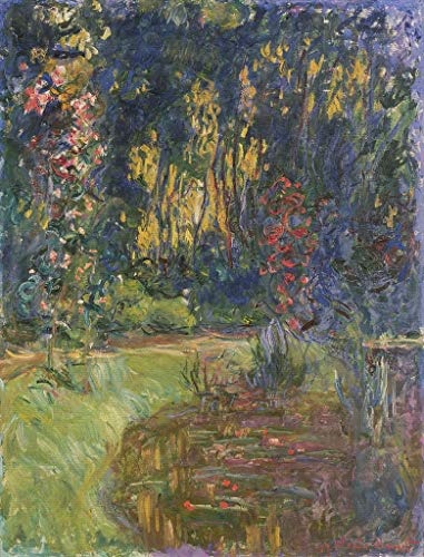 kunst für alle Leinwandbild: Claude Monet Garden of Giverny 1923" - hochwertiger Druck, Leinwand auf Keilrahmen, Bild fertig zum Aufhängen, 65x85 cm