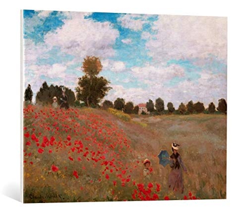 kunst für alle Leinwandbild: Claude Monet Mohnfeld bei Argenteuil - hochwertiger Druck, Leinwand auf Keilrahmen, Bild fertig zum Aufhängen, 85x65 cm
