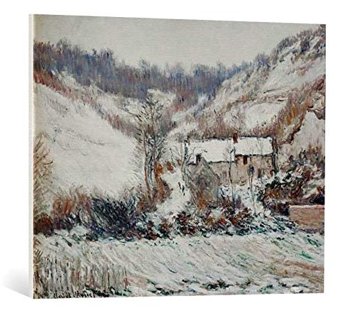 kunst für alle Leinwandbild: Claude Monet Effet du Neige à Falaise Schneestimmung bei Falaise - hochwertiger Druck, Leinwand auf Keilrahmen, Bild fertig zum Aufhängen, 80x65 cm