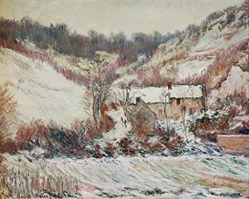 kunst für alle Leinwandbild: Claude Monet Effet du Neige à Falaise Schneestimmung bei Falaise - hochwertiger Druck, Leinwand auf Keilrahmen, Bild fertig zum Aufhängen, 80x65 cm