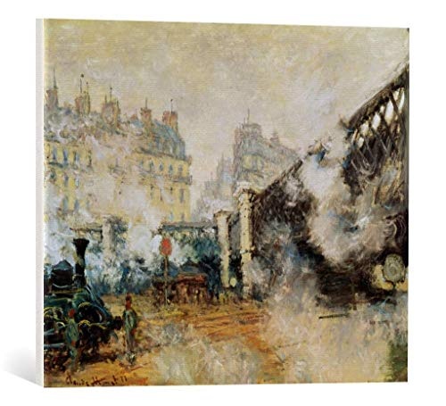 kunst für alle Leinwandbild: Claude Monet Die Europabrücke am Gare Saint-Lazare - hochwertiger Druck, Leinwand auf Keilrahmen, Bild fertig zum Aufhängen, 60x50 cm