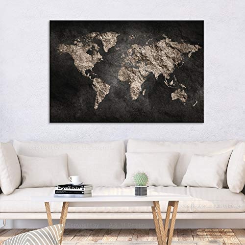 decomonkey | Mega XXXL Bilder Weltkarte | Wandbild Leinwand 160x80 cm Selbstmontage DIY Einteiliger XXL Kunstdruck zum aufhängen | Welt Karte Kontinente