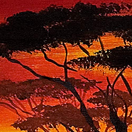 decomonkey Bilder Afrika Tiere 200x100 cm 5 TLG. Leinwandbilder Bild auf Leinwand Vlies Wandbild Kunstdruck Wanddeko Wand Wohnzimmer Wanddekoration Deko Elefant Giraffe Sonnenuntergang