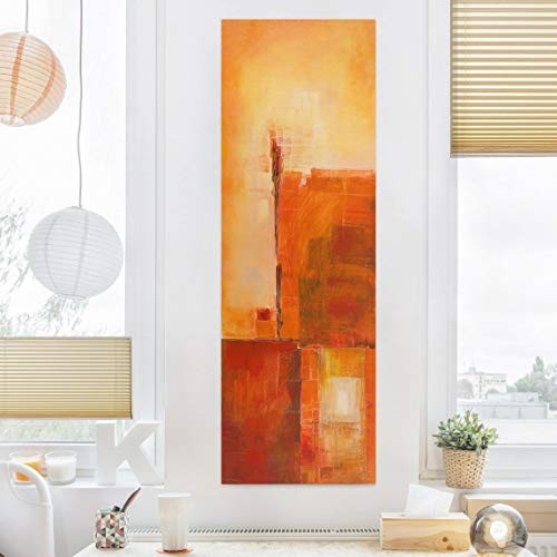 Bilderwelten Leinwandbild - Abstrakt Orange Braun - Panorama Hochformat 3:1 150cm x 50cm