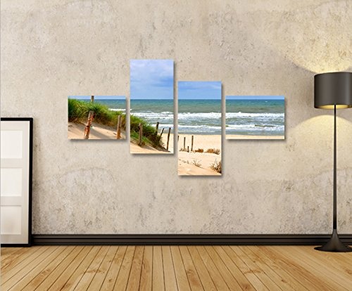 islandburner Bild Bilder auf Leinwand Weg zum Meer V4 Strand Dünen Nordsee Ostsee 4L XXL Poster Leinwandbild Wandbild Dekoartikel Wohnzimmer Marke