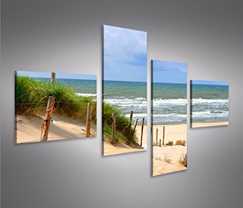 islandburner Bild Bilder auf Leinwand Weg zum Meer V4 Strand Dünen Nordsee Ostsee 4L XXL Poster Leinwandbild Wandbild Dekoartikel Wohnzimmer Marke