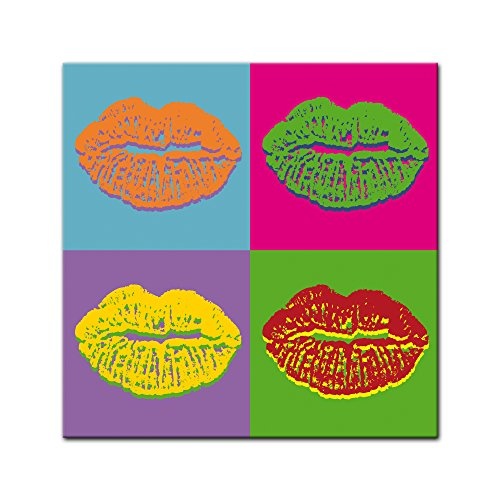 Wandbild - Pop-Art - Lippen Bild auf Leinwand - 60x60 cm...