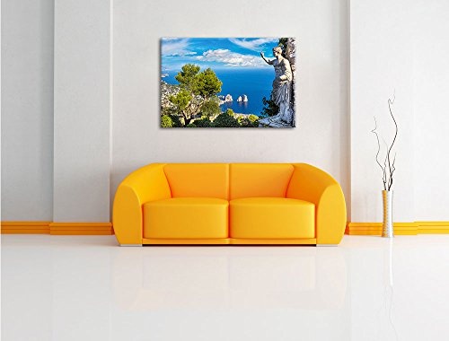 Insel Capri in Italien, Format: 60x40 auf Leinwand, XXL riesige Bilder fertig gerahmt mit Keilrahmen, Kunstdruck auf Wandbild mit Rahmen, günstiger als Gemälde oder Ölbild, kein Poster oder Plakat