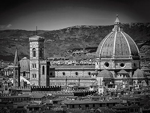 Artland Qualitätsbilder I Bild auf Leinwand Leinwandbilder Wandbilder 60 x 45 cm Städte Italien Florenz Foto Schwarz Weiß C5PP Florenz Aussicht vom Piazzale Michelangelo