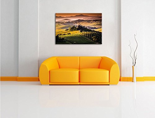 Wunderschöne Toskana Landschaft Format: 120x80 auf Leinwand, XXL riesige Bilder fertig gerahmt mit Keilrahmen, Kunstdruck auf Wandbild mit Rahmen, günstiger als Gemälde oder Ölbild, kein Poster oder Plakat