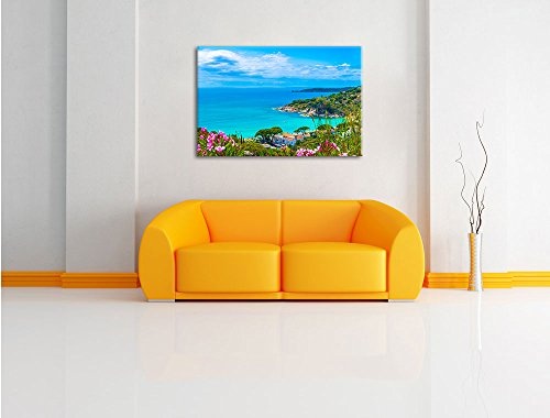 Panorama über die Küste Italiens an der Toskana, Format: 120x80 auf Leinwand, XXL riesige Bilder fertig gerahmt mit Keilrahmen, Kunstdruck auf Wandbild mit Rahmen, günstiger als Gemälde oder Ölbild, kein Poster oder Plakat