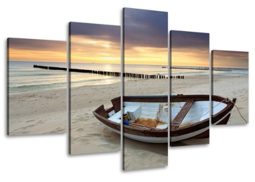 Bild auf Leinwand 100 cm Nr 6403 Strand fertig gerahmte Bilder 5 Teile Marke original Visario Leinwandbilder