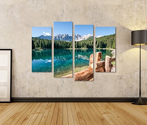 Bild Bilder auf Leinwand Karersee in Italien Dolomiten Wandbild Leinwandbild Poster